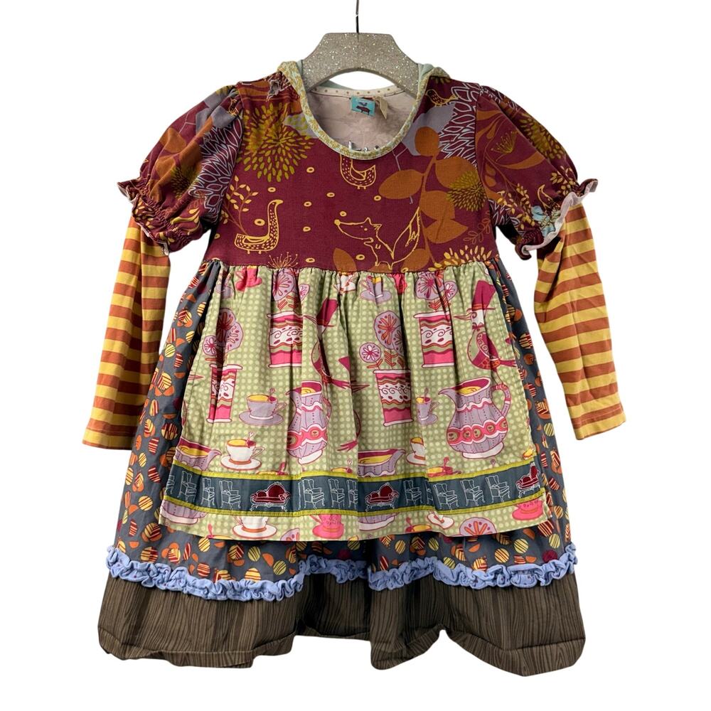 Matilda Jane Dress Whimsy Colorful Fun NightCap Hood Size 6 Girls